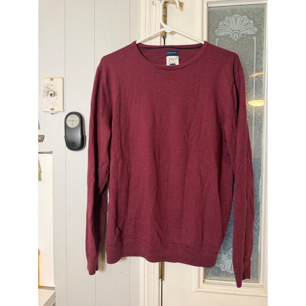 John W. Nordstrom JWN Burgundy 100% Italian Merino Wool Crewneck Sweater XL